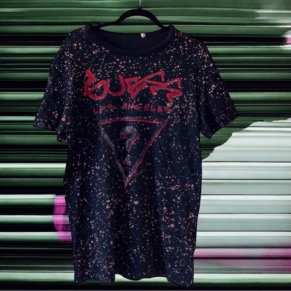 Retro Guess Los Angeles pink paint Splatter Tee | Graffiti Style | L-XL 90s Y2K - Picture 2 of 7